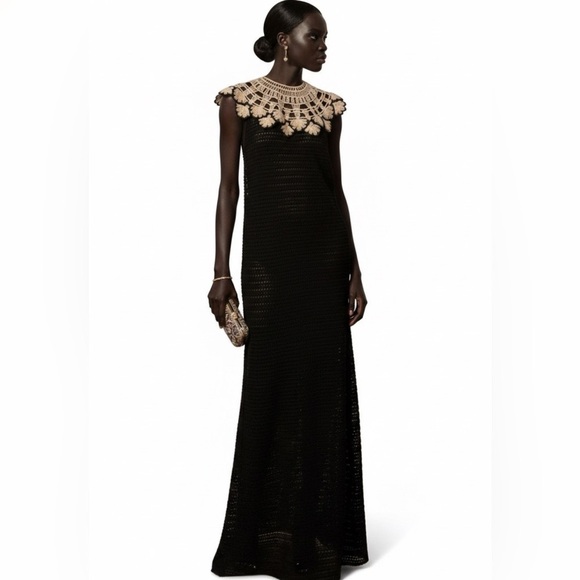 Zara Dresses & Skirts - NWT Zara Limited Edition Black Crochet Dress with gold Accents XS/S